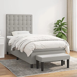 vidaXL Sommier à lattes de lit avec matelas Gris clair 90x200 cm Tissu