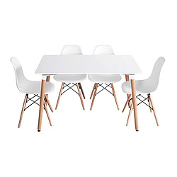 Avis Pegane Table à manger coloris laqué blanc, pieds en bois d'hêtre - longueur 120 x profondeur 80 cm