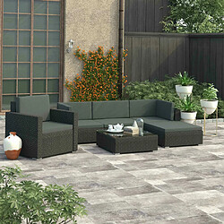 Maison Chic Salon de jardin 6 pcs + coussins - Mobilier/Meubles de jardin - Table et chaises d'extérieur Résine tressée Noir -MN65846