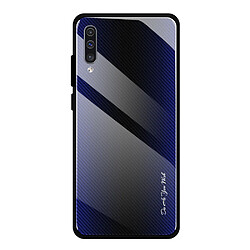 Wewoo Coque Pour Galaxy A50 Texture Etui de protection en verre dégradé bleu foncé