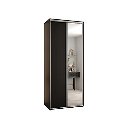 Abiks Meble Armoire DAVOS 3 À Portes Coulissantes 205,2/110/60 3 Portes (Noir/Noir/Argent)