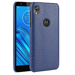 Wewoo Coque Rigide Pour Motorola Moto E6 Crocodile Antichoc Texture PC + Etui PU Bleu