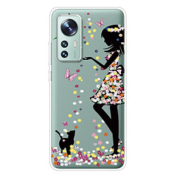 Coque en TPU anti-rayures Chat et fille pour votre Xiaomi 12 Pro