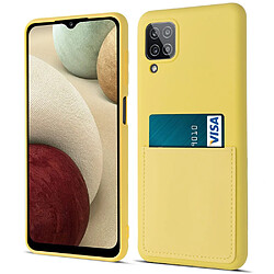 Coque en silicone anti-rayures avec porte-carte jaune pour votre Samsung Galaxy A12 5G