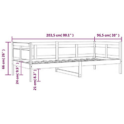 vidaXL Lit de jour sans matelas marron miel bois pin massif 90x200 cm pas cher