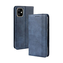 Wewoo Housse Coque Étui en cuir à boucle magnétique avec rétro pour Crazy Horse Texture horizontale Apple iPhone 11 Pro Maxavec support et fentes cartes et cadre photo Bleu