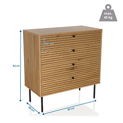 Acheter Commode LINNO K 80 x 40 x 85 cm 4 tiroirs chêne hjh LIVING