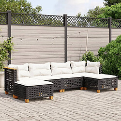 vidaXL Salon de jardin 6 pcs avec coussins noir résine tressée