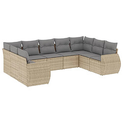 Maison Chic Salon de jardin avec coussins 9 pcs | Ensemble de Table et chaises | Mobilier d'Extérieur beige résine tressée -GKD86823