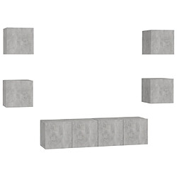 Maison Chic Ensemble de meubles TV 6 pcs | Banc TV Moderne pour salon | Meuble de Rangement - Gris béton Aggloméré -MN57521