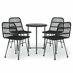 Maison Chic Mobilier à dîner 5 pcs de jardin - Ensemble table et chaises d'extérieur - Salon/Mobilier de jardin classique Noir Résine tressée -MN18012