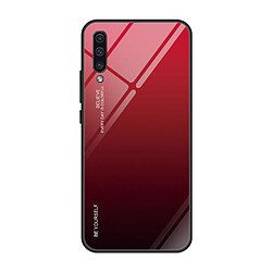 Wewoo Coque Pour Galaxy A50 Gradient Color Glass Case Rouge