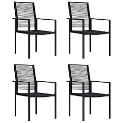 Maison Chic Lot de 4 Chaises de jardin,Fauteuil d'extérieur Rotin PVC Noir -MN29557