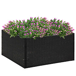 Maison Chic Jardinière,Bac à fleurs - pot de fleur Noir 80x80x40 cm Résine tressée -GKD27921