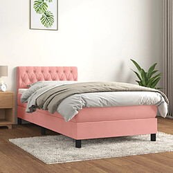 vidaXL Sommier à lattes de lit avec matelas Rose 90x200 cm Velours