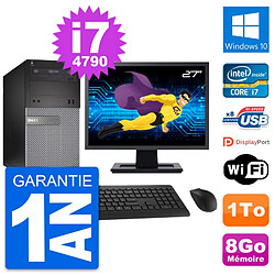 PC Tour Dell 3020 Ecran 27" Intel i7-4790 RAM 8Go Disque 1To Windows 10 Wifi - Occasion