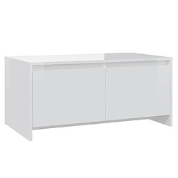 vidaXL Table basse blanc brillant 90x50x41,5 cm bois d'ingénierie