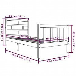 vidaXL Cadre de lit sans matelas bois de pin massif pas cher