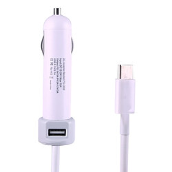 Wewoo Pour Apple Macbook A1534, longueur: blanc 2m 36W 5V 9V 12V 15V 3A DC USB-C / Type-C adaptateur de voiture avec 1 port USB