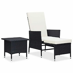 Maison Chic Salon de jardin 2 pcs avec coussins - Table et chaises d'extérieur - Mobilier/Meubles de jardin Moderne Résine tressée Noir -MN19139