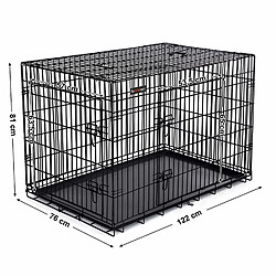 Avis Feandrea Cage pour Chiens, 2 Portes, Pliable, Transportable, avec Poignées et Plateau, Format XXL 122 x 76 x 81 cm Noir PPD48H