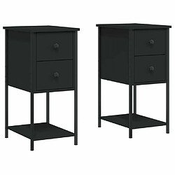 Maison Chic Lot de 2 Tables de chevet - Tables de Nuit noir 32x42x70 cm bois d'ingénierie