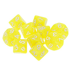 Avis 10pcs 10 cents dés d10 dés polyédriques pour dungeons et dragons jeu jaune