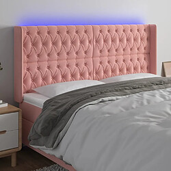 Maison Chic Tête de lit scandinave à LED,meuble de chambre Rose 183x16x118/128 cm Velours -MN26688