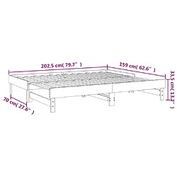 vidaXL Lit coulissant sans matelas noir 2x(80x200)cm pas cher