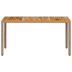 Maison Chic Table de jardin | Table d'extérieur beige 150x90x75 cm résine tressée bois d'acacia -GKD56729 pas cher