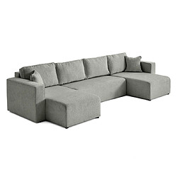 Bestmobilier Topaze - canapé panoramique en U - 7 places - convertible avec coffre - en tissu velours relief