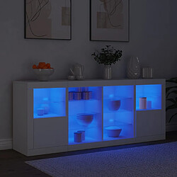 Avis vidaXL Buffet avec lumières LED blanc 163x37x67 cm