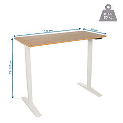 Bureau STAND BASIC 120 x 60 réglable en hauteur électriquement blanc/chêne hjh OFFICE pas cher