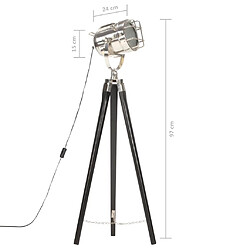 vidaXL Lampadaire à trépied Noir Bois de manguier massif 97 cm pas cher