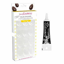 Scrapcooking Moule rigide pour 6 oeufs en chocolat + Stylo de glaçage noir