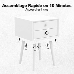 Helloshop26 Table de chevet avec 2 tiroirs table d'appoint pour salon chambre bureau 40 x 40 x 59,5 cm blanc 20_0004954 pas cher