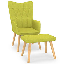 Maison Chic Chaise de relaxation | Fauteuil relax avec tabouret Vert Tissu -GKD58624