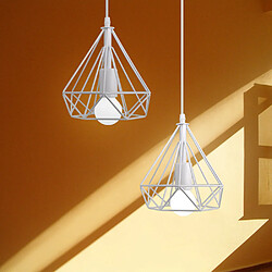 Stoex Métal Retro Suspensions Luminaires Industriel Lustre Abat-jour en Style Nordique Cage diamant E27 Blanc