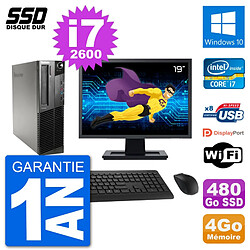 PC Lenovo M91p SFF Ecran 19" Intel i7-2600 RAM 4Go SSD 480Go Windows 10 Wifi - Occasion