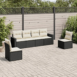 Maison Chic Salon de jardin 6 pcs avec coussins | Ensemble de Table et chaises | Mobilier d'Extérieur noir résine tressée -GKD32750