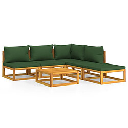 Maison Chic Salon de jardin 6 pcs + coussins - Mobilier/Meubles de jardin - Table et chaises d'extérieur vert bois massif -MN60027