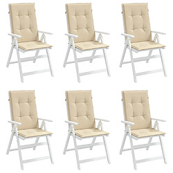 Avis vidaXL Coussins de chaise de jardin dossier haut lot de 6 beige tissu