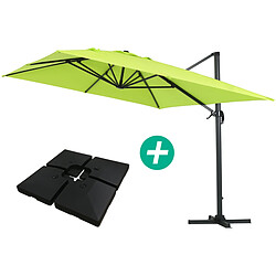 Habitat Et Jardin Parasol jardin déporté Alu Sun 4 - Rectangle - 3 x 4 m - Vert - Dalles à lester incluses