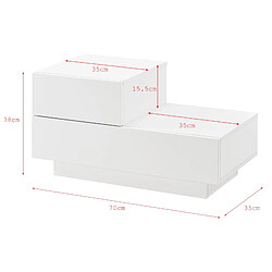 Helloshop26 Table de nuit élégante meuble de rangement polyvalent commode stylé petit tiroir côté gauche capacité de charge tiroir 8 kg panneau de particules mélaminé 38 x 70 x 35 cm blanc brillant 03_0006251