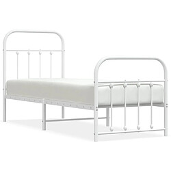 vidaXL Cadre de lit métal sans matelas avec pied de lit blanc 75x190cm