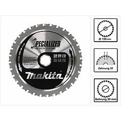 Makita MCCS15032E Lame de scie circulaire spécialisée pour Metall HW 150 x 1,5 x 20 mm 32 Dents ( B-47036 )