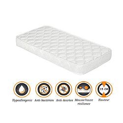 Nuits D'Or Matelas pour bébé 60x120 cm Hauteur 15 cm Hyppoallergénique - anti-acariens - Tissu Coton - Mousse Haute Résilience 33 Kg/m3