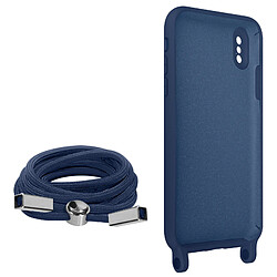 Avizar Coque Cordon iPhone XS Max Semi-rigide Lanière Tour du Cou 80cm Bleu