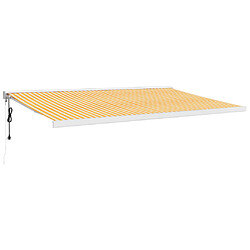 Maison Chic Store banne | Auvent rétractable de porte | Marquise Brise-soleil jaune et blanc 5x3 m tissu et aluminium -GKD82576