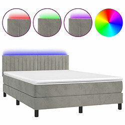 Maison Chic Lit adulte- Lit + matelas,Sommier à lattes de lit avec matelas LED Gris clair 140x200 cm -GKD65303